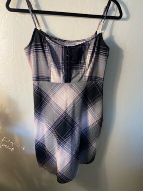 Urban Outfitters Plaid Mini Dress in Black and Gray